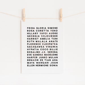 Feminist Heroes Art Print- Inspirational Women Poster Minimalist Graphic Print Powerful Text Strong Empowering Women Changed History