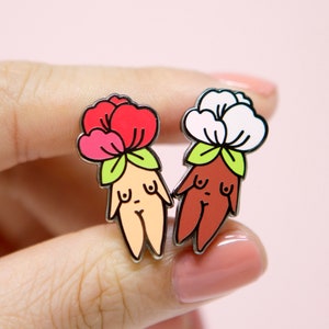 Feminist Enamel Pin Flower Girl-  Body Positive Bachelorette Gift Feminist Gift Feminist Art Girl Power Art