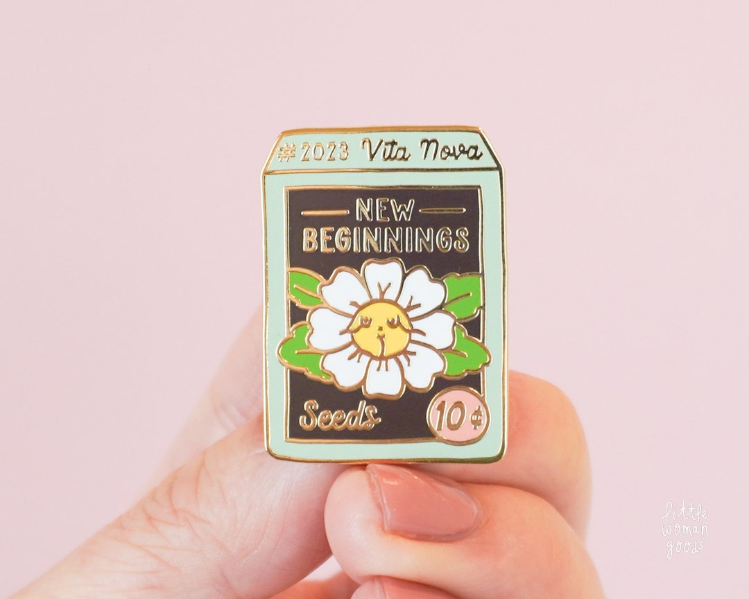 New Beginnings Enamel Pin Seed Packet Gardening Feminist Lapel Pin