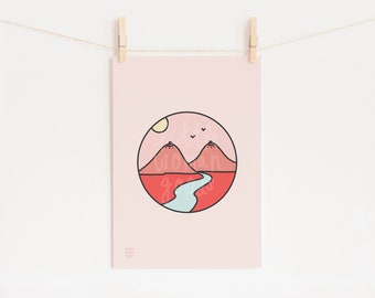 Feminist Landscape Art Print- Desert Mountain Landscape Illustration Inspirational Motivational Self Affirming Print
