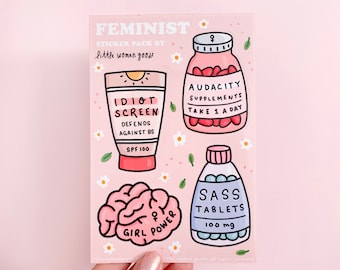 Girl Power Sticker Sheet-Feminist Vinyl Stickers Feminist Planner Stickers Laptop Stickers Waterbottle Stickers Girl Power Gift