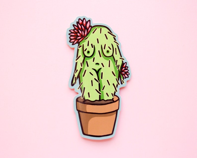 Feminist Vinyl Sticker Cactus Girl Succulent Art Illustrated | Etsy