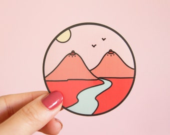 Feminist Vinyl Sticker- Boob Mountains Landscape Desert Illustration Girl Power Female Empowerment Laptop Sticker Planner Sticker Waterproof
