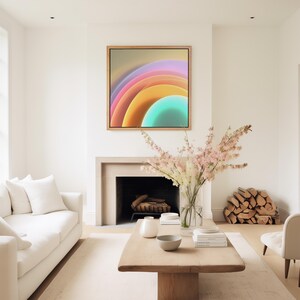 Abstract Radiant Rainbow Canvas Art, Modern Gradient Arch Wall Decor, Elegant Ethereal Layered Fine Art, Square Interior Statement Piece