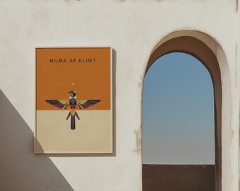 Hilma af Klint Geometric Bird Poster, Abstract Minimalist Wall Art, Modern Spiritual Art Print, Sacred Geometry Decor, Gift for Art Lovers