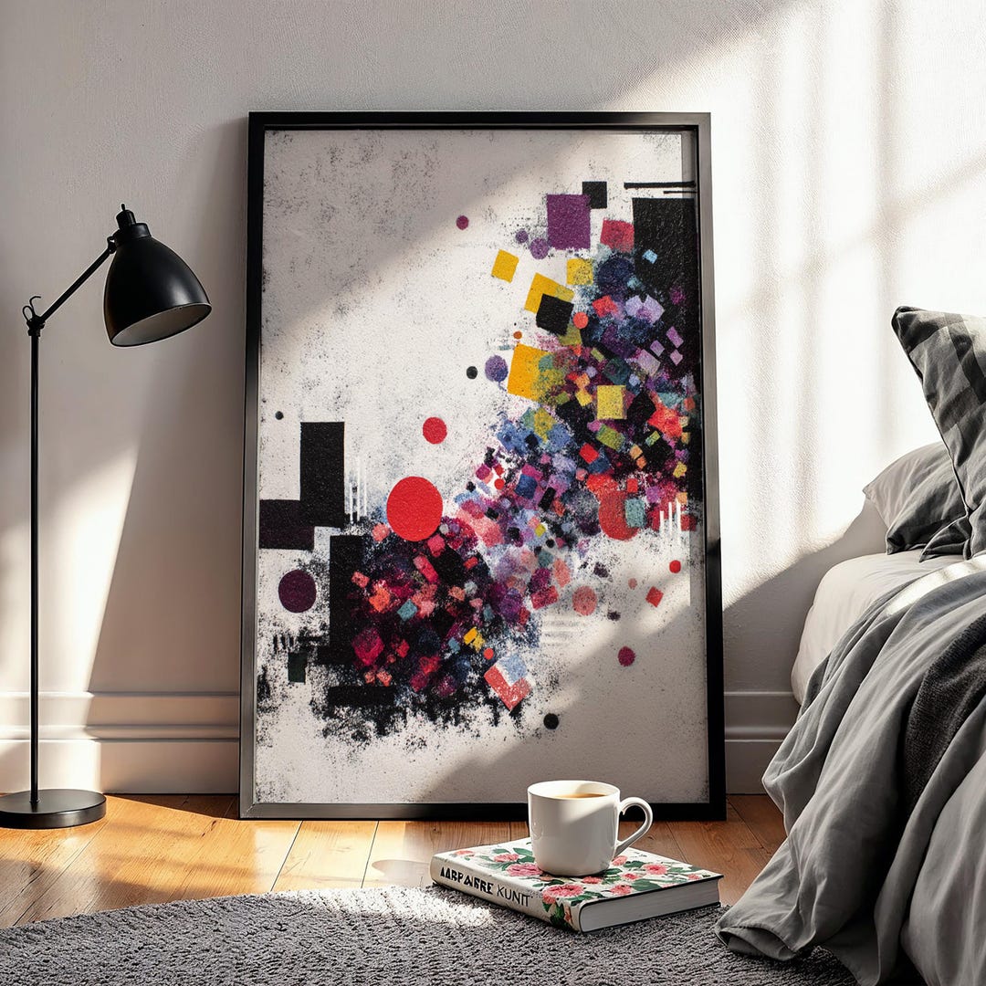 Abstract Geometry Poster, Modern Color Splash Print, Vibrant Shapes ...
