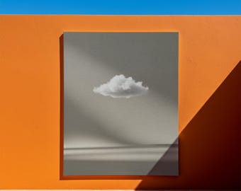Minimale Wolke Leinwand, Japandi Leinwand, Graue Wand Kunst, Wabi-Sabi Neutral Himmel Druck, ruhige moderne mediterrane Innenräume Leinwand