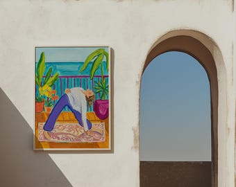 Yoga Pose Art Poster, Colorful Meditation Print, Abstract Yoga Wall Art, Relaxation Decor, Wellness Art, Home Decor, Gift for Yoga Lovers