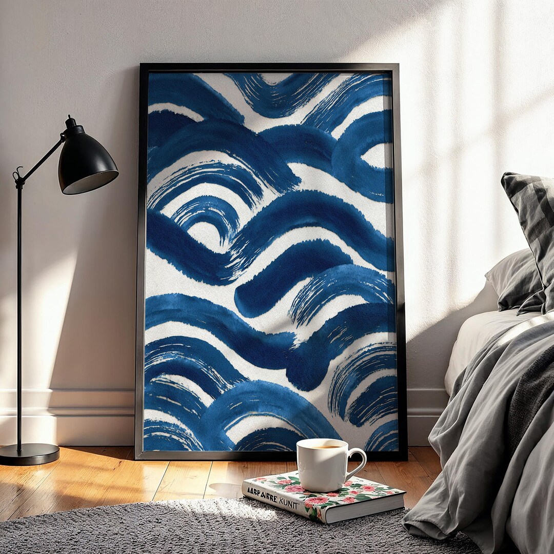 blue-wave-poster-abstract-ocean-print-modern-brush-art-coastal-wall