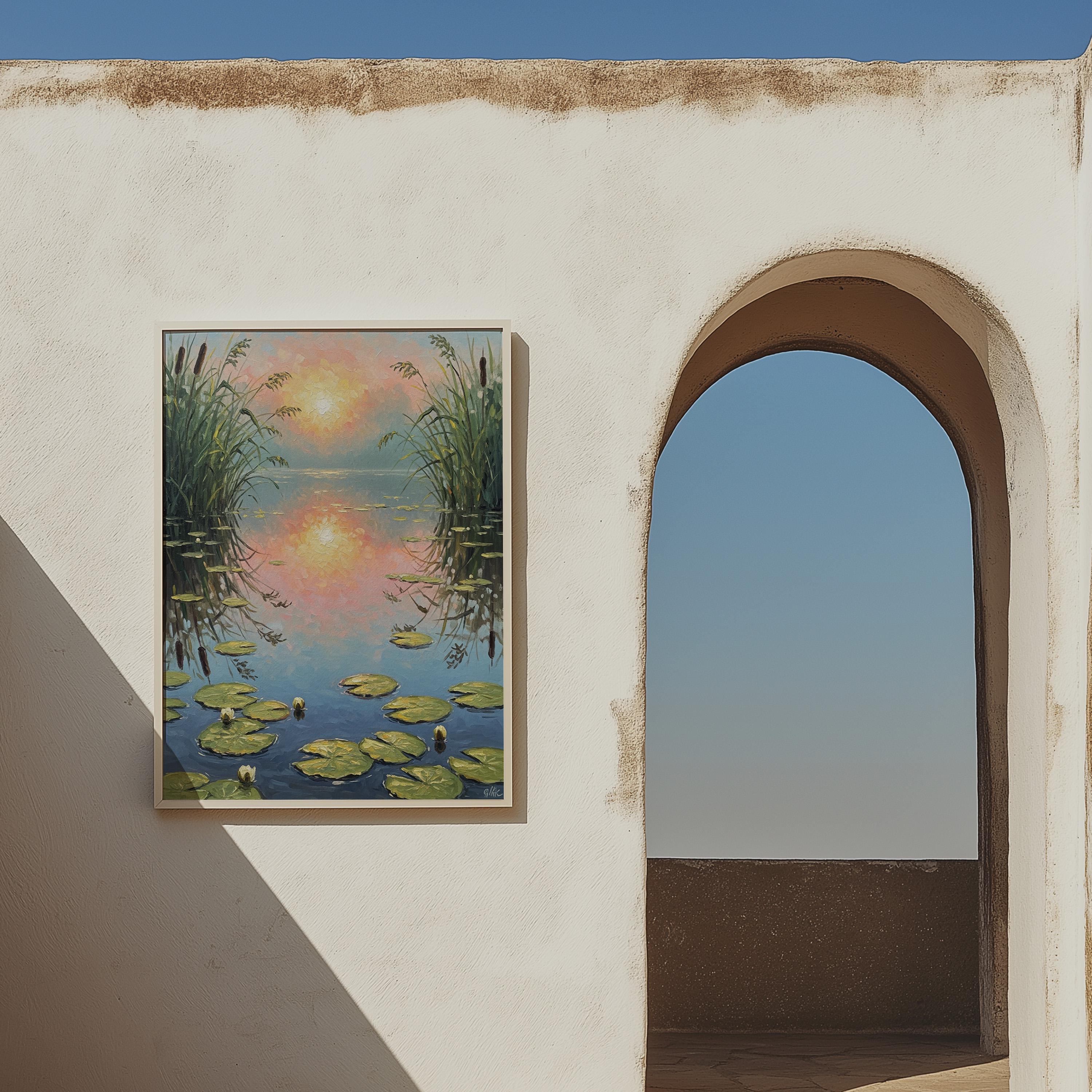Lily Pond Sunset Print, Botanical Water Garden Art - Etsy