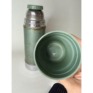 Vintage Aladdin Stanley Thermos Metal Green Retro Vacuum Bottle A-944C 100 Cup image 5