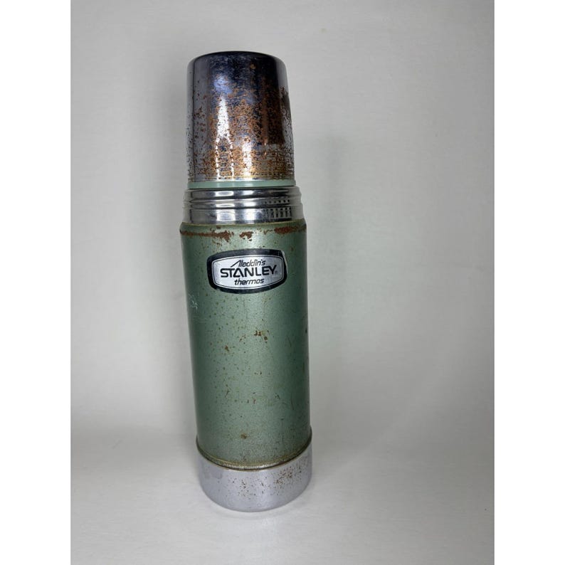 Vintage Aladdin Stanley Thermos Metal Green Retro Vacuum Bottle A-944C 100 Cup image 1