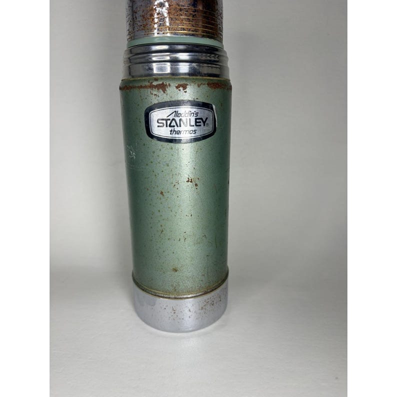 Vintage Aladdin Stanley Thermos Metal Green Retro Vacuum Bottle A-944C 100 Cup image 3