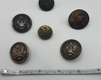 Lot Of 6 Vintage Military Buttons