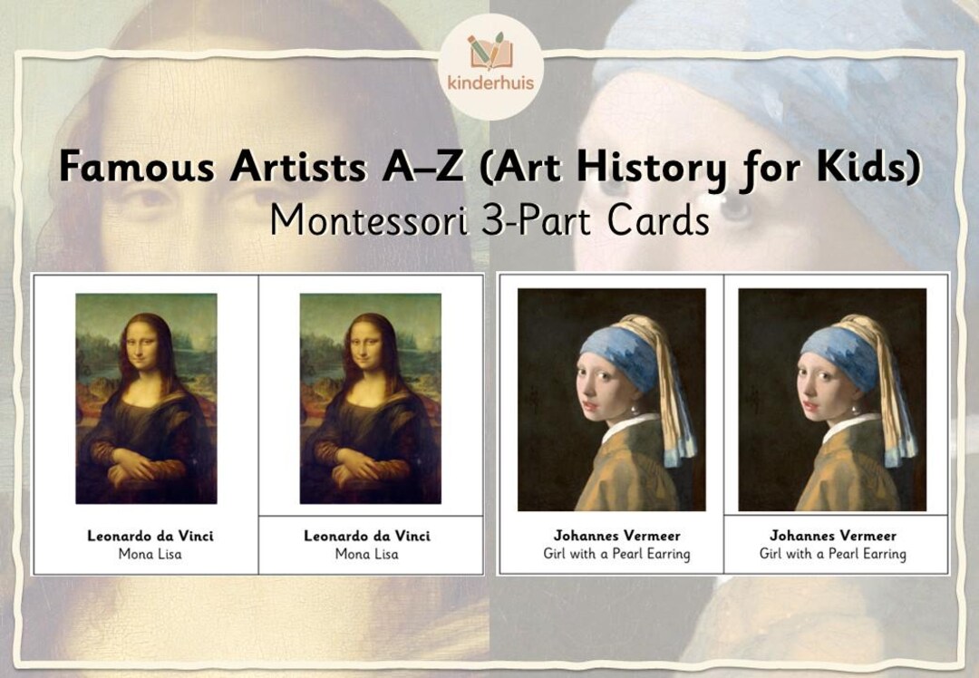 Famous Artists A-Z | Montessori 3-part Cards | Art History for Kids - Etsy