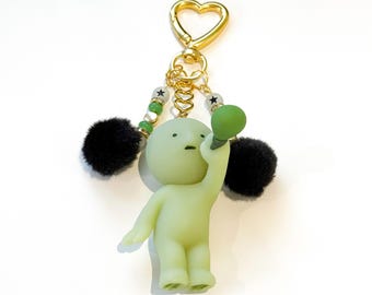 Smiski Keychain, Green Smiski, Bag charm, Trinket Charm