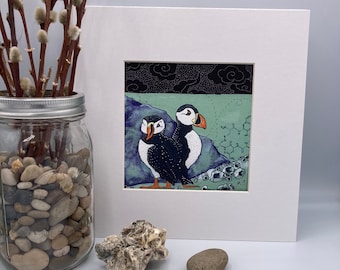 Atlantic Puffin- Love Birds Series- Matted Artwork- Great gift for bird lover