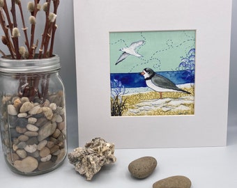 Piping Plovers Art Print: Montrose Beach Love Birds Collage, Matted