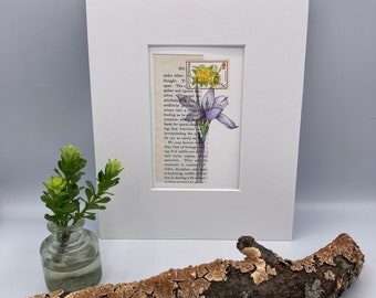 Bermuda Plants: Introduced and Native Ink & Watercolor with Collage- Matted Ready to Frame