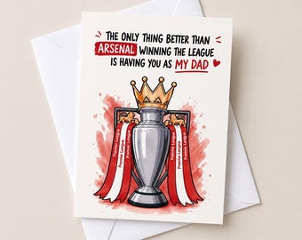 Arsenal-vaderdagkaart | Grappige voetbalvaderkaart | Wenskaart vader Gooner | Cadeau Arsenal-fan | Vaderdag voetbalkaart