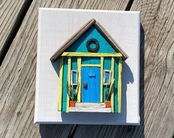 Key West Driftwood Turquoise Cottage //  Beach House Decor // Driftwood House // Coastal Cottage // Beach Art