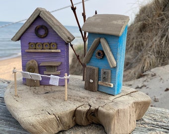 Driftwood Coastal Cottages //  Beach House Decor // Driftwood Houses // Coastal Decor // Coastal Cottage // Beach Art