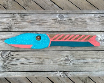 Colorful Large Driftwood Fish  //  Beach Decor // Driftwood Art