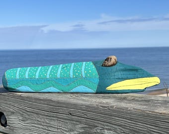 Peces de madera flotante de colores // Decoración de playa // Arte con madera flotante