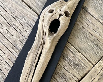 Arte con madera a la deriva del lago Michigan: Decoración de Halloween inspirada en 'El Grito'