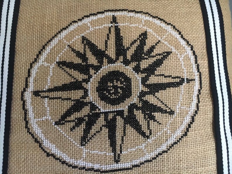 Nautical Compass Rose Pillow // Nautical Home Decor // Burlap Etsy