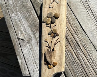 Driftwood Art: Lake Michigan Stone Flowers Beach Decor