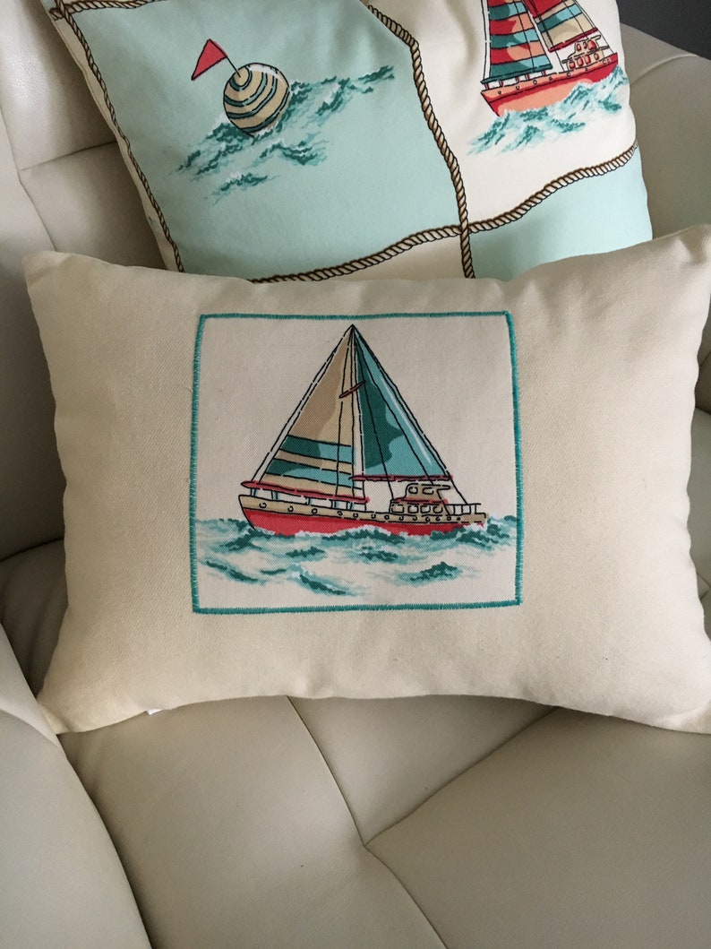 Nautical Pillow// Sailboat Pillow // Nautical Home Pillow // Etsy