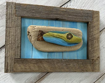 Blue Driftwood Fish // Driftwood Beach Art //  Nautical Decor // Coastal