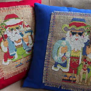 Santa at the Beach Blue Pillow // Beach Christmas // Adirondack // Coastal Decor // Beach Cottage image 7