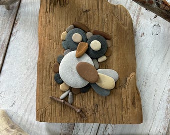 Driftwood Owl Art: Rustic Lake Michigan Decor, Natural Beach Sculpture