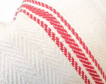 Authentic Red Stripe Grain Sack Pillow Cover 18”x18”