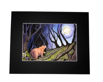 Bear and Trillium Moon, Signed Open Edition Print