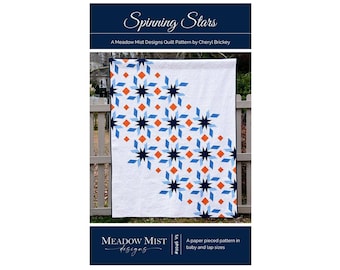 Spinning Stars - Paper Piecing - Quilt Pattern - Baby and Lap Quilt