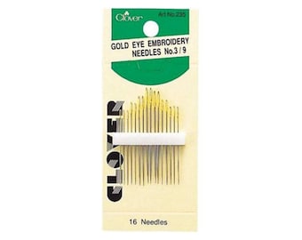 Gold Eye Embroidery Needles by Clover No. 3-9