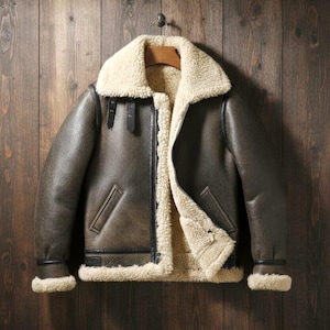 Luxury Men’s Sheepskin Aviator Jacket – RAF Style Leather Shearling Bomber
