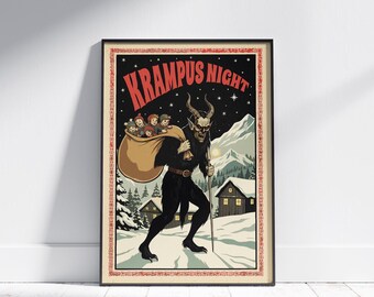 Vintage Krampus Poster - Old World Dark Folklore Christmas Art, Gothic Krampusnacht Holiday Wall Decor, Digital Instant Printable Download