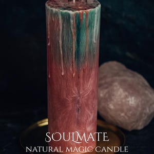 Soulmate Intention-ljus med rosenkvarts: Patchouli, geranium och vaniljdoftande palmvax