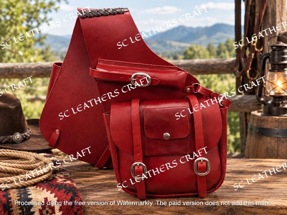 Western Vintage Genuine Leather Horse Panniers Saddle Bag Cowboy Riding Gear Handmade Equestrian Tack SaddleBag