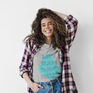 Let&#39;s Slam Those Pistes Ski Adventure Graphic Tee | Unisex Jersey Short Sleeve Tee, Ski Tee, Fun T-Shirt, Winter Apparel, Gift for Skiers