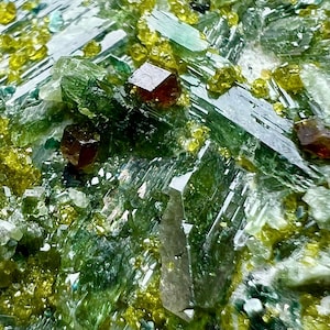 Diopside With Andradite & Vesuvianite On Matrix|Rarest Mineral From The Locality.