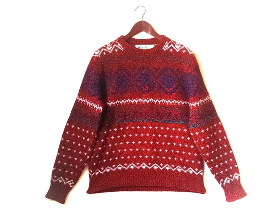 Vintage 1990s Wool Nordic Ski Jumper Sweater // Vintage Wool | Etsy