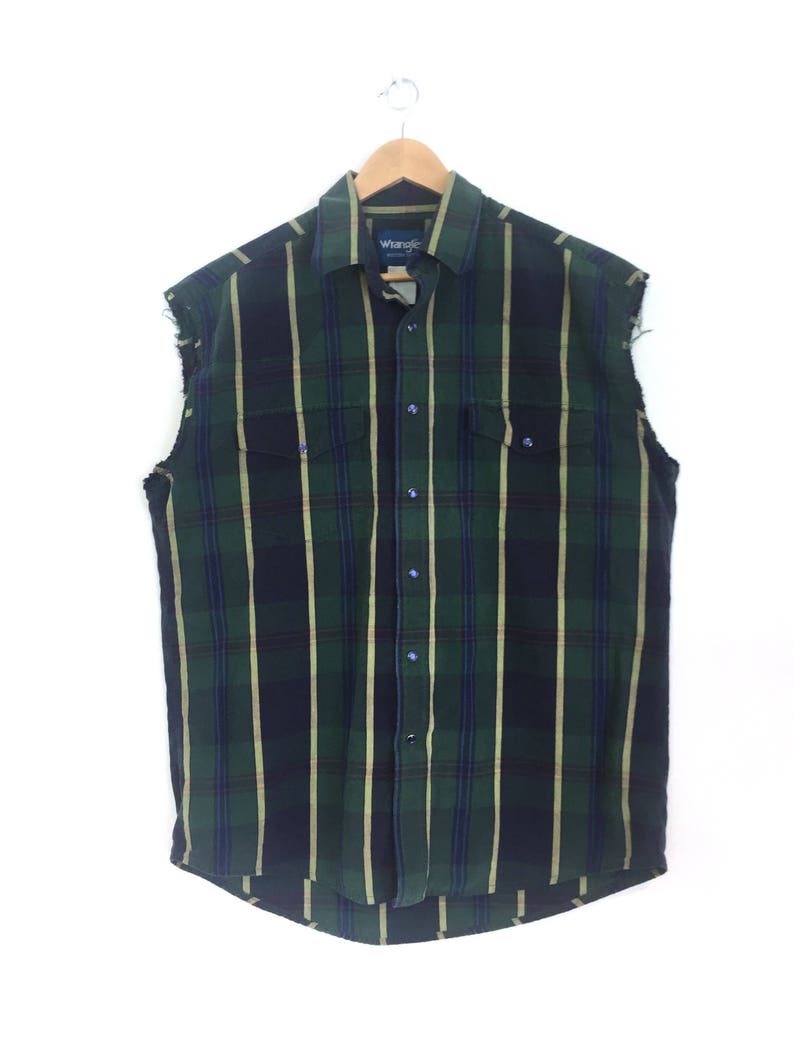 Vintage Sleeveless Men's Wranger Western Shirt // Vintage Etsy