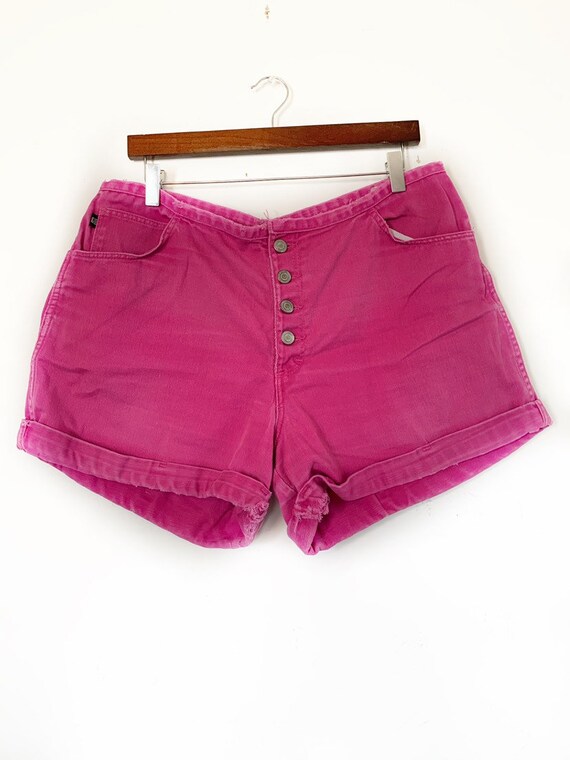 bright pink denim shorts