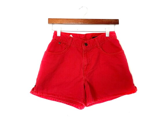 red jeans shorts