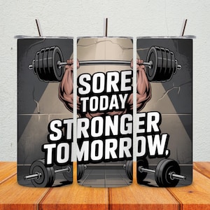 Envoltorio para vaso con frase de gimnasio: regalo para amantes del fitness (descarga digital PNG)